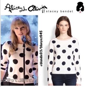 Alice + Olivia “Celyn” rhinestone polka dot sweater L